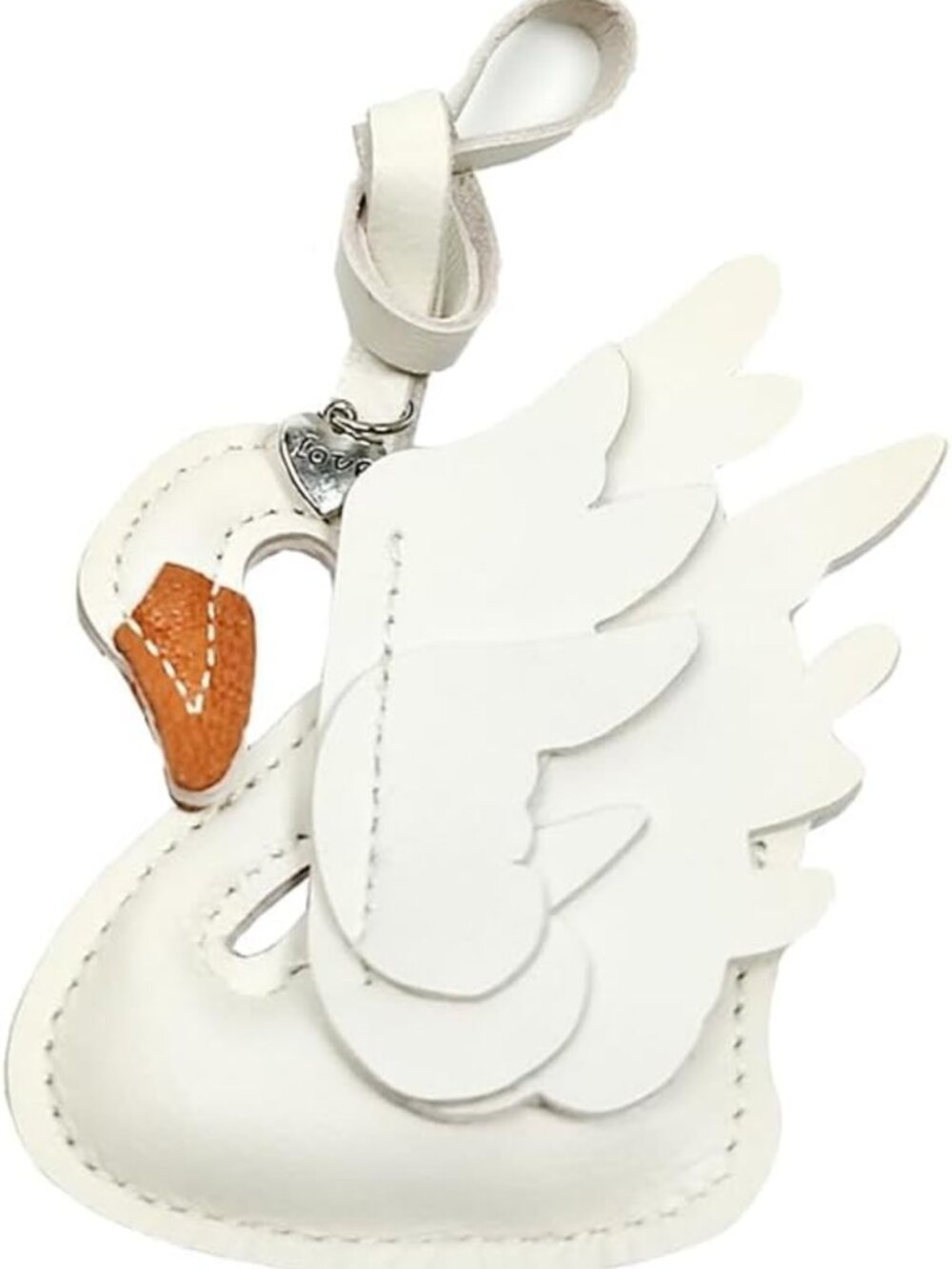 Handcrafted Sheepskin Swan Keychain | Cute Bag Charm & Car Accessory